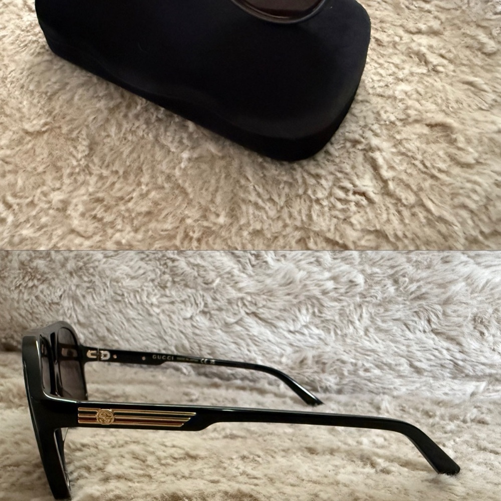 Gucci Black Sunglasses with Gold Detailing